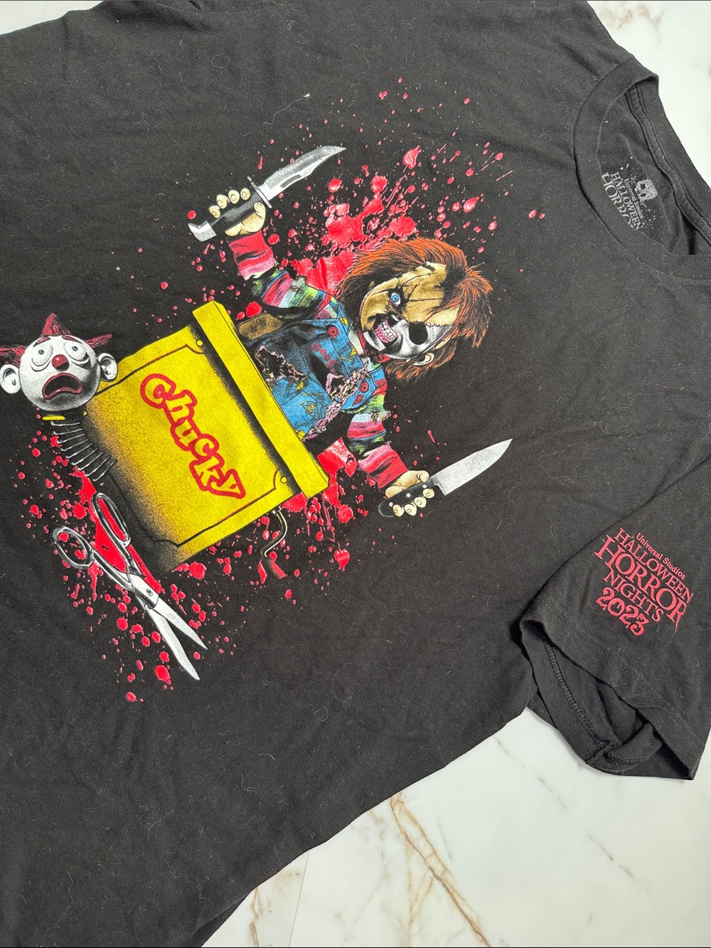 Universal Studios Halloween Horror Nights 2023 Chucky Graphic Shirt Sz XL Friend